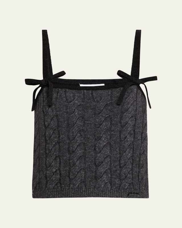 Cashmere Mix Bow Strap Top